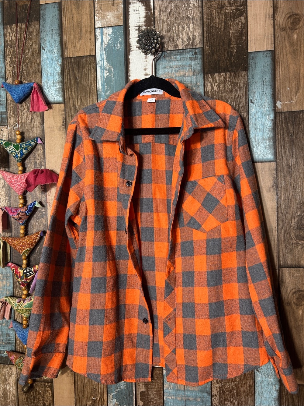 Boys Orange & Gray Plaid Button-Up short Monoreno